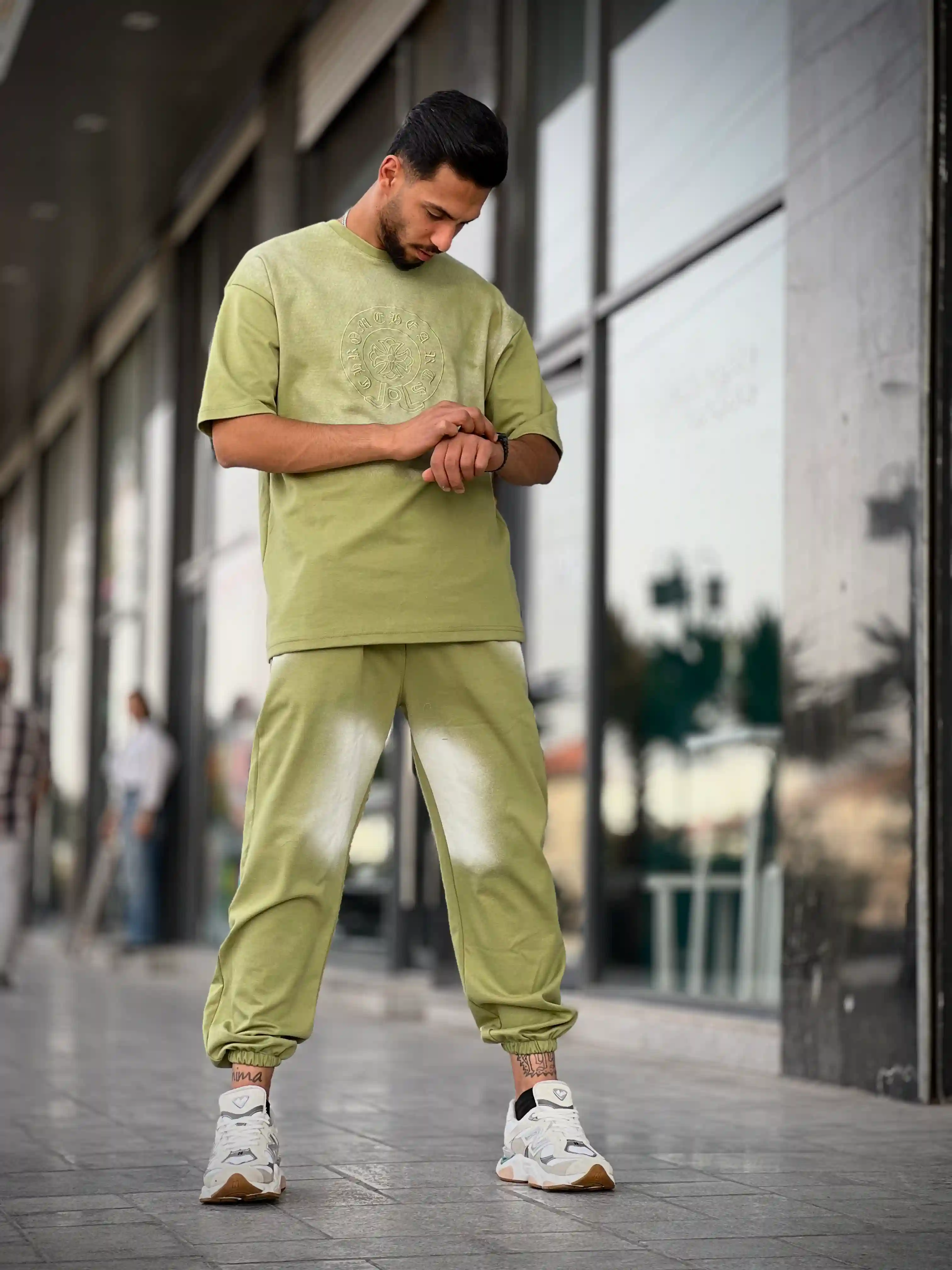ست تیشرت شلوار برگ سبز