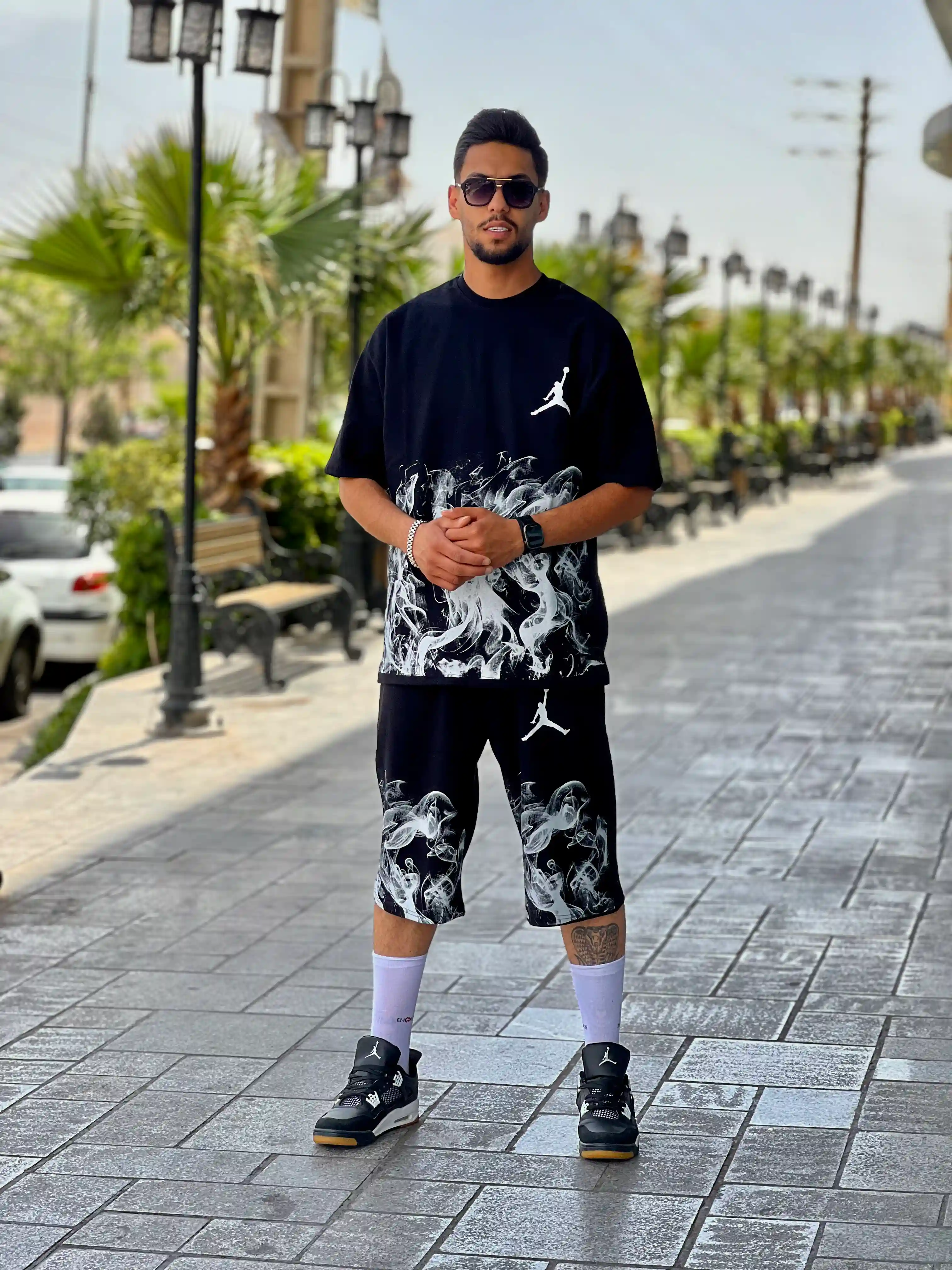 ست تیشرت شلوارک مشکی